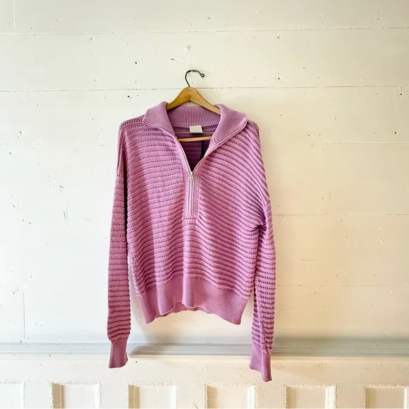 Varley Tara pointelle half zip knit pullover NWT size medium - Picture 4 of 10